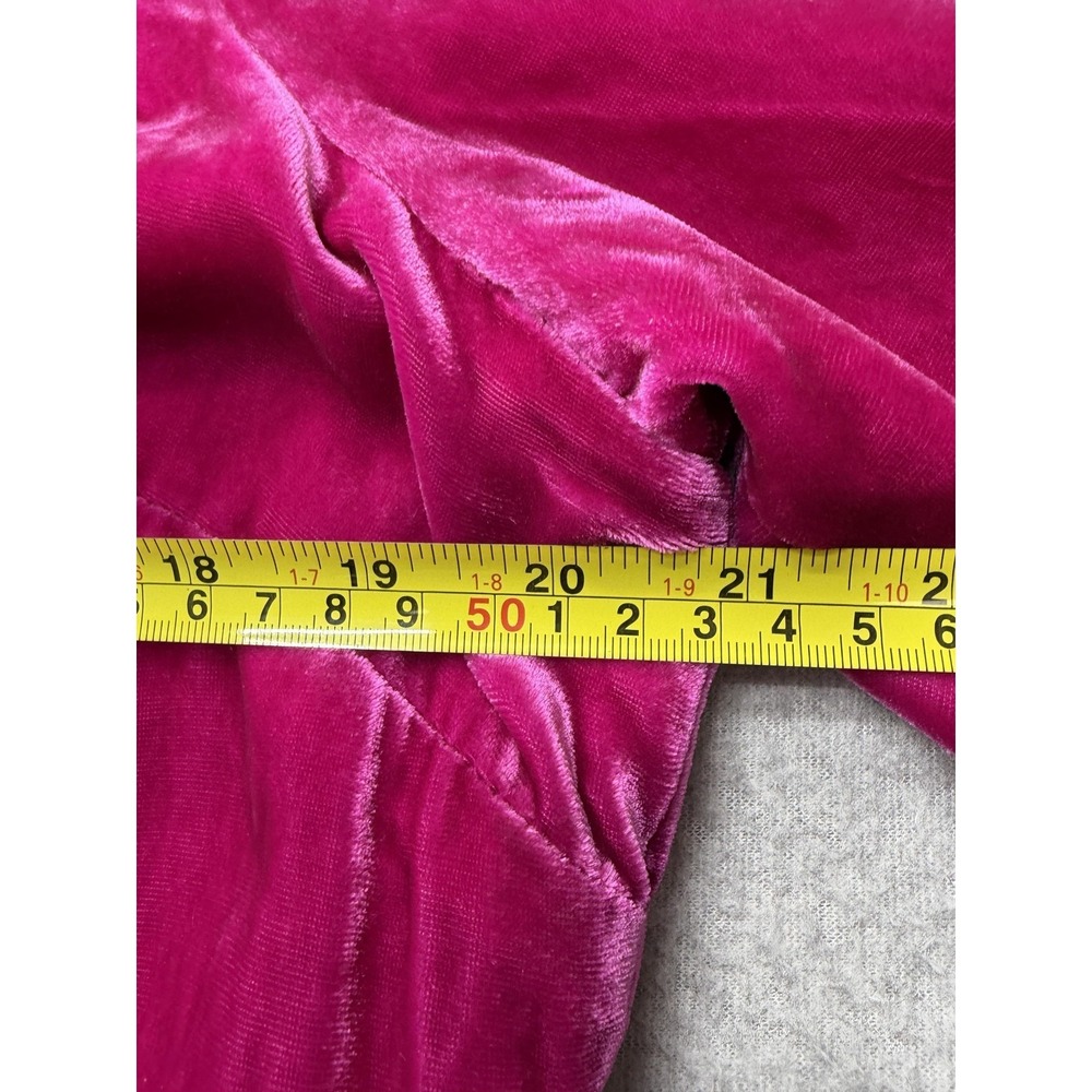 Boden Velvet Dress Womens Medium Pink Scoop Neck Long Sleeve Shift Midi Ruffle - Picture 11 of 16